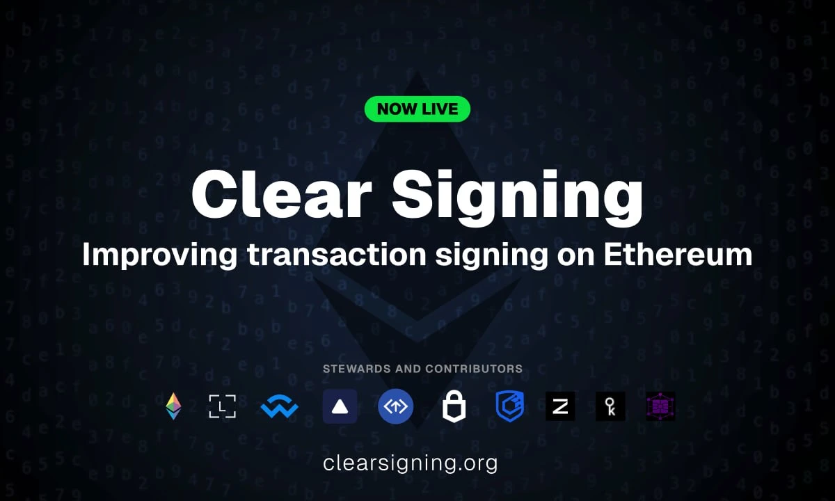 以太坊基金会2026年5月12日Clear Signing公告配图;不表示所有钱包均已支持。